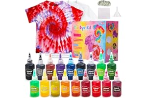 LOYO Tie Dye Kit - 18 Colours Tie Dye Set with 3 White T-Shirt, Tie Dye Craft Set for Kids & Adults, Arts Crafts Kits for Kids Birthday Gifts