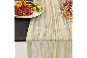 NOSTHEART Runner Tavola 90 x 405 cm, Lavabile Tablerunner Decorazione per Matrimonio Addio al Nubilato Baby Shower Decorazioni Feste di Compleanno (Avorio)