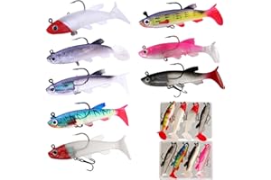 SURALIN Juego de 8 señuelos de pesca premontados con punta de plomo, cebo de pesca de depredador giratorio artificial, cebo artificial giratorio en el mar