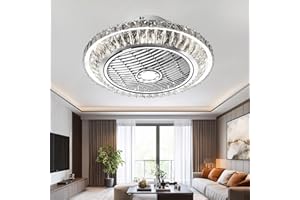 ‎RRBEST LED Deckenventilator mit Beleuchtung,Leise Kristall Ventilator Kronleuchte mit Fernbedienung Dimmen Timing Fan Deckenleuchte,72W Moderne Fan Deckenlampe für Kinderzimmer Schlafzimmer Wohnzimmer (A)