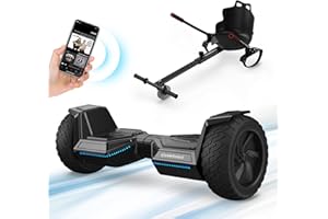 Hoverboard Kart Bundle, iHoverboard H8 All Terrain Hoverboards with K3/Q6 Go Kart, 8.5" Hoverboard with Bluetooth Speaker, Flash LED lights, Hoverboard and Kart Seat, Gift for Kids/Adults