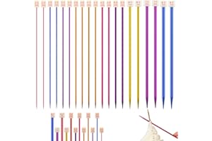Nsiwem Agujas de Tejer Largas 10 pares Agujas de Tejer Punto Coloridas 35cm Agujas de Punto de Aluminio Conjuntos Agujas de Tejer 2 a 8mm para Proyecto de Tejido de Bricolaje
