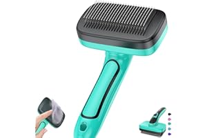 YOPETAYU Dog Brush for Shedding, Self-Cleaning Slicker Brush, Perfect for Short & Long Haired Pets, Removes Mats, Tangles, Loose Fur, Gentle on Skin, Ideal for Small, Medium, Large Dogs. Aqua Green
