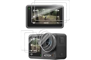 Yanwom für Panzerglas für DJI Osmo Action 3 Schutzfolie + Kameraschutz [2+2+2 Stück], Anti-Kratzer Anti-Fall Blasenfrei 9H Härte Schutzglas Anti-Staub HD Camera Protector Panzerglasfolie