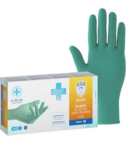 Guanti In Lattice Con Aloe Vera - 100 Pezzi Sterili Per Uso Medicale