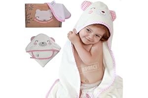 KPRICE | Capa Bano Bebe Oso Chica 90 x 90 | 100% bambú | Franela Ultrasuave | Toallas Bebe Recien Nacido | Toalla de baño | Regalos Original Para Bebe | Toallas bebe Con Capucha (Oso Rosa)