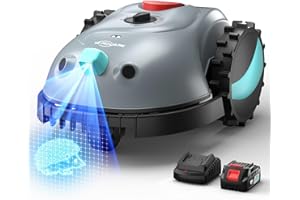 YARDCARE V100 Robot Tondeuse sans Fil Périphérique, avec Caméra, évitement d'obstacles, Navigation Visuelle, 150㎡ Robot Tondeuse Gazon Batterie 4 Ah, avec Lames de Rechange, Coupe en Spirale