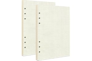 MAFEIGU A5 Grid Refill Paper,100GSM Graph Rule Paper/Quad Rule Filler Paper for 6 Ring Refillable Binder/Planner/Diary Journals/Painting, 160 Sheets/320 Pages (Beige Grid-160 Sheets, A5)