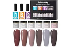 BeauFairy 6 Couleur sDip Powder Nail Kit, Manucure professionnel Kit Ongles Poudre, pour French DIY Home Nail Salon System, #004
