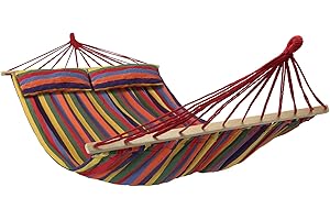 ‎BB SPORT BB Sport Stabhängematte 240 x 150cm Hängematte inkl. 2 Kissen max. 300 kg 2 Personen Doppelhängematte Outdoor, Farbe:Jamaica