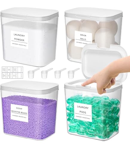 Waschmittel-Aufbewahrungsbox 3er-Set – 1,5L Spender Für Flüssigwaschmittel & Weichspüler, Mit Druckverschluss, Durchsichtiges PET, Inkl. Reinigungsbürste, Etiketten & Stift – Platzsparend & Hygienisch