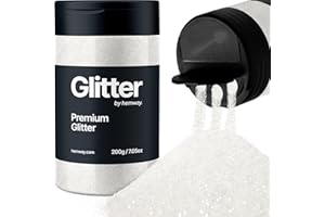 Hemway Premium Glitter Shaker - White | 200g Ultrafine Metallic Flake Sequins for Resin & Epoxy Crafts | Craft Supplies for Tumblers, Festival, Hair, Face, Body, Eye & Nail Art