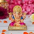 ZAARIYA Gold Plated Lord Dagdusheth Ganesha Idol for Car Dashboard | Ganesh Murti for Home Decor, Gifting & Pooja Room - (Multi color) - ‎3.5 x 3 x 2 Inches