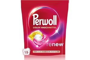 Perwoll Renew Caps färgtvättmedel (19 tvättar), allt-i-1 lock försiktigt rengöra och förnya färger och fibrer, för alla färgade textilier, med trippelförnyad teknik