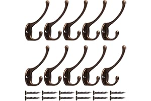 BOSDONTEK Vintage Kleiderhaken 10 stück Wandhaken Handtuchhaken Metall Huthaken Mantelhaken Doppelt Garderobenhaken Ideal für Bad Küche Büro Toilette Einkaufszentrum (Vintage Bronze) (Vintage Bronze) (Kupfer)