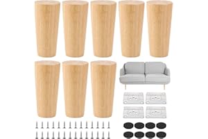 ‎AKOLAFE AKOLAFE 8 Stück Möbelfüße Holz 10cm Sofa Füße Holz möbelfüße Eiche Robuste Möbelfuß Rund Möbelbeine Mit Montageplatten Und Schrauben Schwerlaste Schrankfüße Für Sofa, Bett, Schrank