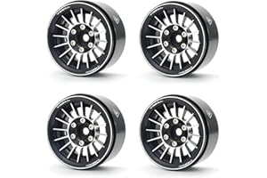 TREAL 1.9 Beadlock Wheels 1.9 Inch Beadlock RC Wheel Rims Set (4) for 1:10 RC Crawler Axial SCX10 II 90046 SCX10 III AXI03007 Capra TRX4 12mm Hex (Black)