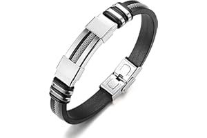 ANAZOZ Bracelet Homme Silicone Noir, en Acier Inoxydable 22CM Métal Punk Bracelet Personnalisé Garçon Bijoux Accessoire Fantaisie Cadeau pour St Valentin Anniversaire Noël