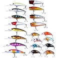 Aorace Fishing Lures Kit Mixed Including Minnow Popper Crank Baits with Hooks for Saltwater Freshwater Trout Bass Salmon Fishing