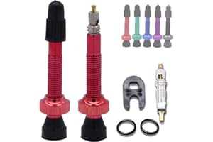 SOLIGAR Vanne Tubeless pour VTT 40 mm (2 pièces)-Vélos de route sans chambre avec Obus amovible - Remplissage facile de liquide anti-crevaison - Noyaux de valve Presta (rouge)