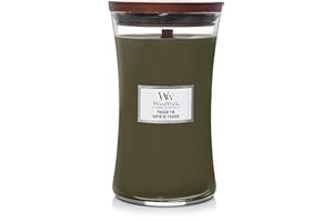 WoodWick grande bougie parfumée sablier avec mèche crépitante , Sapin de fraser , Jusqu'à 130 heures de combustion