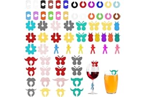 HXC Znaczniki do szkła, 66 sztuk, silikonowe, do oznaczania kieliszków, na imprezę, wesele, dla baru