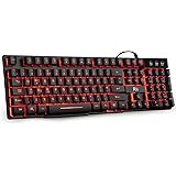 RK100 3 Color LED Backlit Mechanical Feeling Gaming Keyboard Black UK Layout Red Purple Blue