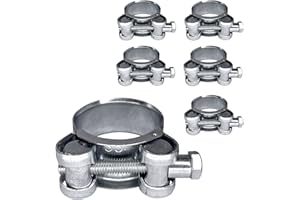 DIFORMA Paquete de 6 abrazaderas de tubo reforzadas fuertes de 32-35 mm, sujetadores de abrazadera de manguera de tubo de acero galvanizado (6 piezas, 32-35 mm)