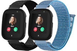 Lurmerea 2 st nylonarmband för barn 20 mm kompatibel med Xplora X6 Play/X6 Pro/X6 Gen 2, bekvämt Smartwatch armband för flickor pojkar med kardborreband justerbara delar för Anio 6/5