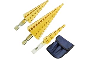 NUTTDOO 3pcs HSS Step Drill Bit Set, 4-12mm, 4-20mm, 4-32mm for DIY Plastic Wood Metal