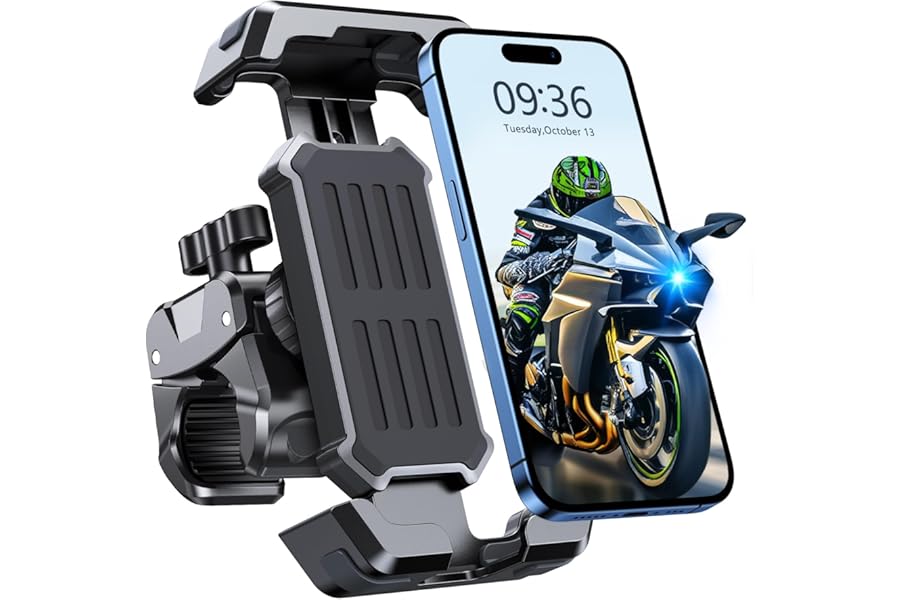 CIRYCASE Bike Phone Holder, [3s Install & Ultimate Anti-vibration] Motorcycle Phone Holder for Bike, 360° Rotatable & Upgraded Handlebar Clamp Motorbike Handlebar End, for ATV/Scooter, 4.7-6.8” Phones