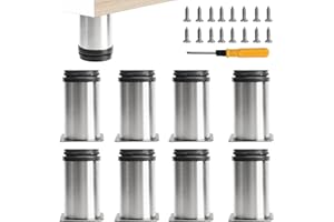 Toolzia 8Pcs Furniture Legs, 4"/10cm Adjustable Furniture Support Feet,Adjustable Height Replacement Support Feet Legs for Sofa Table Chair Desk Kitchen Cupboard Cabinets Legs Feet (Silver)