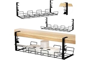 FUUMUUI Taca do zarządzania kablami pod biurkiem - 2 szt kosz na kable do zarządzania kablami i listwami zasilającymi, Organizer na kable pod biurko, Maskownica do kabli, Zarządzanie kablami, Koszyk na Kable