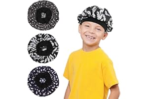 ANRBB 3 Pièces Bonnet Satin Cheveux Nuit Enfant, Satin Fille Garçon Réutilisable, Charlotte Cheveux Soyeuse, Bonnet De Nuit Enfant Élastique Confortable Motif Licorne Coloré