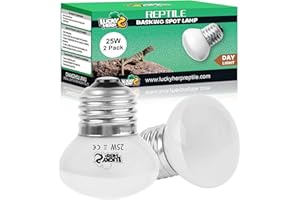 LUCKY HERP Reptile Heat Lamp Bulbs, Tortoise Heat Lamp 25W 2 Pack, Daylight Basking Spot Light Bulb, Vivarium Heat Bulb for Reptiles, Amphibian, Tortoise, Bearded Dragon, Lizard, Chicks