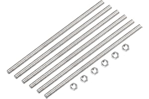 QUARKZMAN 6-pack M3 x 200 mm hel gängstång med 6 pack sexkantiga muttrar 0,5 mm gänga avstånd 304 rostfritt stål högerhänta g