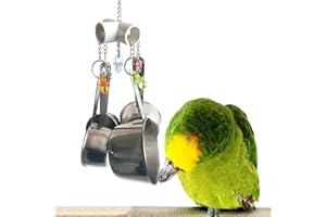 BulzEU Jouet de Oiseaux Bird Toys Cuillère Chaine en Acier Inoxydable Jouet Coloré pour Oiseaux perroquets, Gris du Gabon, Mini Aras, Petits cacatoès (Tétines Colorées)