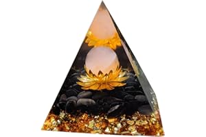 Mlysnd Piramide Orgonita, Orgonita, PiráMide de Cristal de Resina PiráMide de Cristal con Incrustaciones de Flor de Capuchina para DecoracióN de Escritorio del Hogar(Estilo 1)