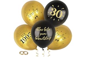 MEJOSER 24 Stück 30 Geburtstag Deko Mann Frau Luftballon Ballons Latex 30. Happy Birthday Schwarz Gold Alles Gute zum Geburtstag Geburtstagsdeko 30er Männer Frauen (30)
