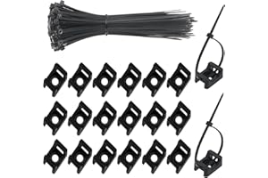 Habwea 300 pièces（150 Sets) Collier de Serrage 150 mm x 2,5 mm Attache Câble Serre Câbles Nylon Fixations de Serre-Câbles Base de Montage d'attache-zip Noire