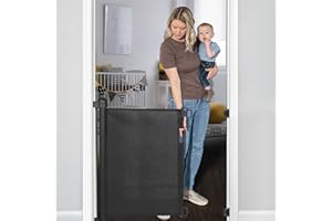 YOOFOR Barrière de Sécurité Escalier Rétractable pour Bébés et Chiens, 0-140 cm, 85 cm de Haut, Barrière Extensible Opération à Une Main, Barrière Escalier pour Les Escaliers/Portes/Couloirs (