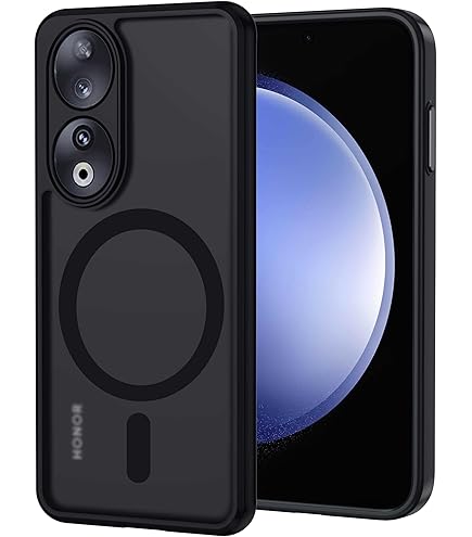 HONLEN Coque Pour Honor 90 5G (6.7" Inches), Etui De Téléphone Portable En Silicone Transparent Mat Avec Support De Bague - Noir Rouge