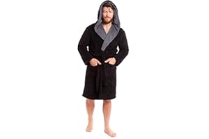 Toro Rocco Dressing Gown Mens Fleece Gowns Hooded Bath Robe Black Grey Robes Bathrobe for Men