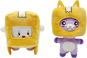 BENOLLS Pluszowe pluszowe zwierzątka Boxy i Foxy, pluszowe zwierzątka, zabawki, miękkie kreskówki, pluszowe zwierzątka, zdejmowany kapelusz, śliczna, pluszowa poduszka, prezent (Foxy + Boxy)