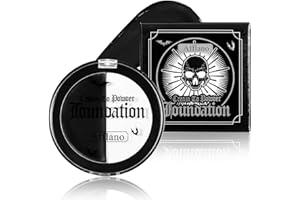 ‎DE'LANCI Goth Face Paint Black White Foundation, Halloween Schminke Weiße Schwarze Gesichtsfarbe Halbmatte, FX Theater Weiß Schwarz Körperfarbe Voll Deckung Langanhaltend, Vampir Clown Ghost Face Zombie Makeup