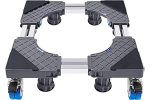 Base universale per lavatrici: base regolabile per 45-68 cm lavatrice asciugatrice frigorifero (tubo in acciaio a doppio strato+4 ruote+8 piedi (400 kg))