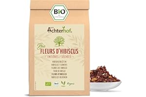 Fleurs d'hibiscus bio entièrement séchées 500g | goût légèrement acidulé et fruité | en qualité bio | thé à l'hibiscus doux et aromatique | idéal pour les salades, desserts, yaourts | vom Achterhof