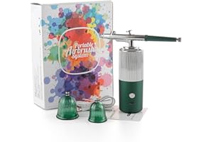 LIARTY Juego de aerógrafo inalámbrico verde plateado con compresor, compresor portátil de aerógrafo, aerógrafo recargable para uñas, pintura de modelos, pasteles, maquillaje