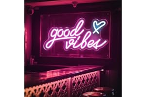 LNOPEVER Good Vibes Targa al neon,Insegna al Neon Led Personalizzata,USB, luce al neon, decorazione da parete a LED,Parete Scritta Luminosa Personalizzata per Feste Compleanno Matrimoni Negozi Bar (Rosa 2)