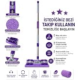 Krafz Home Mandallı Mop &ndash; Teleskopik Saplı Yer Temizlik Mopu, Fayans, Seramik, Duvar ve Cam Temizliği i&ccedil;in, İstediğin Bezi Ta